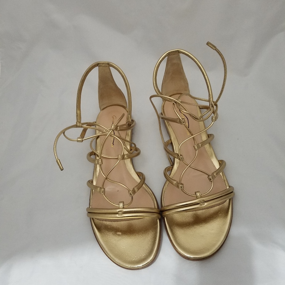 Gianvito rossi Mekong silk gold sandal 37 - Picture 2 of 5